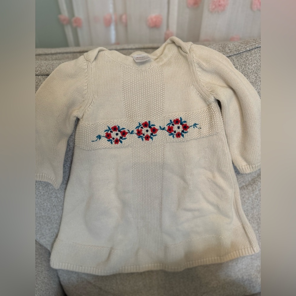 2T Hanna Anderson Knit Dress with matching red tights